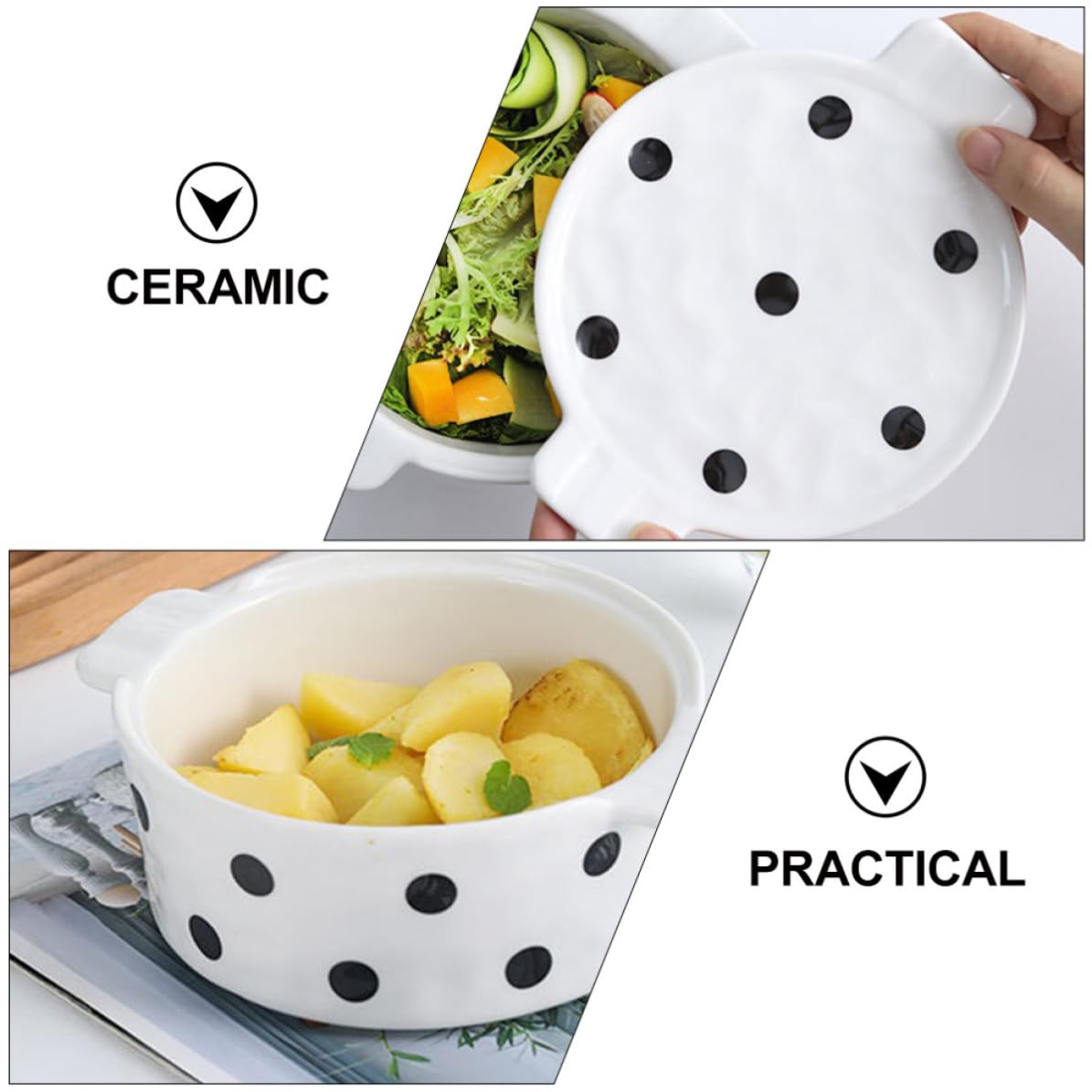 UKCOCO Keramik Backschüssel mit Deckel und Griffen für Ofen, Suppe