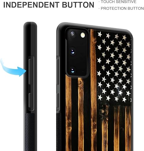 Miniatura 4 de DJSOK Funda compatible con Samsung Galaxy S20 Plus, diseño clásico de patrón de bandera antigua de grano de madera para hombres, niños y niñas,