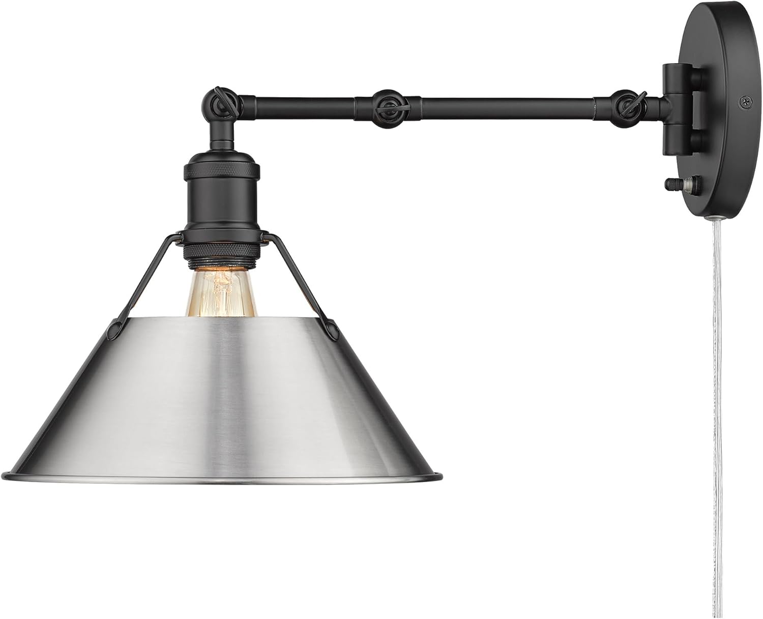 Golden Lighting Orwell 1 Light Articulating Wall Sconce, Black, 9.00x11.50x10.00 (3306-A1W BLK-PW)