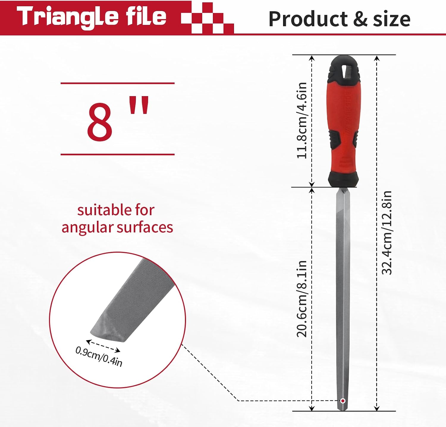 8-Inch Triangle Metal File T12 High Carbon Steel Professional Cut Hand File