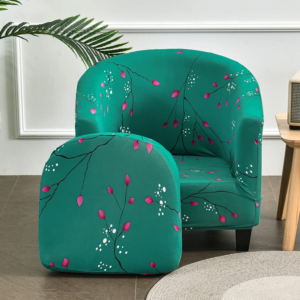 Meigeh Tub chair slipcover 2 piece tub chair cover Tub Chair Slipcover with Cushion Cover for Tullsta, Cardamom Age - Green - Image 4