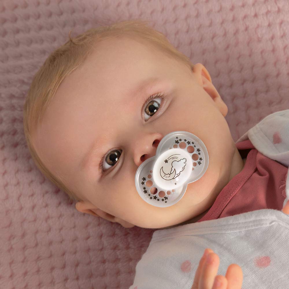 MAM Day & Night 6-16 mesi Ciuccio in silicone, set da 4 pezzi Boys, con 2 scatole sterilizzate