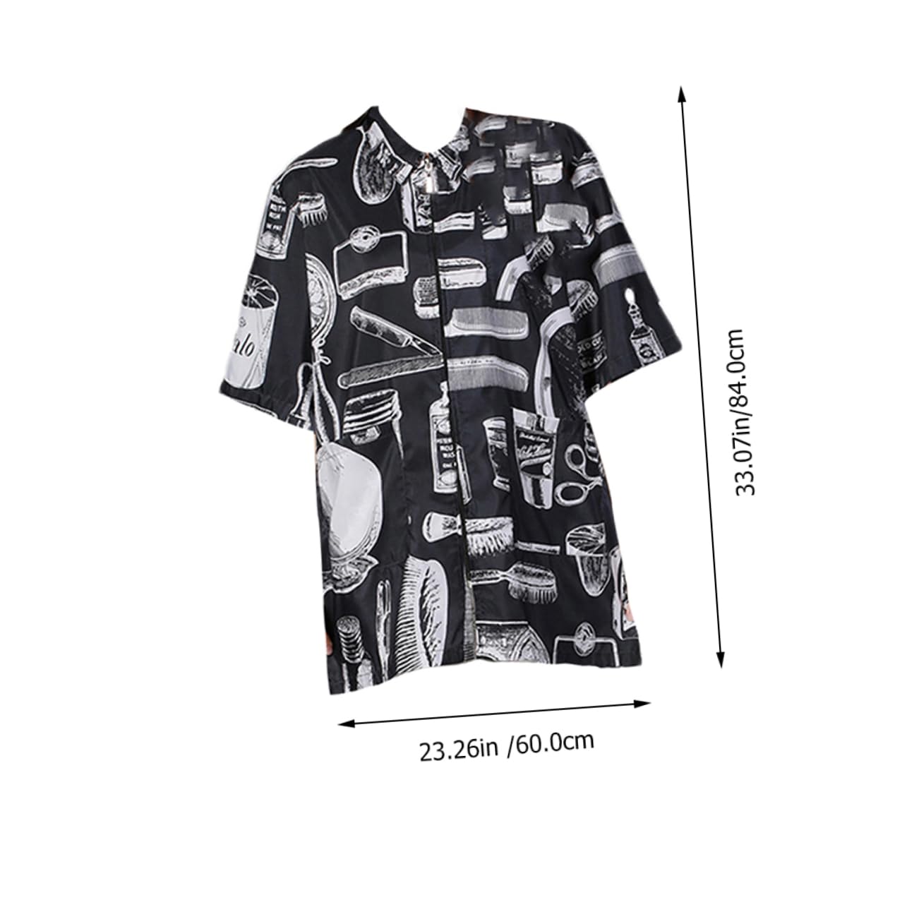 Beaupretty Delantal y Uniforme de Peluquería Bata de Peluquero Cierre Cremallera y Bolsillo, Manga Corta, Transpirable, Seca Rápido, para Trabajo Negro Xl
