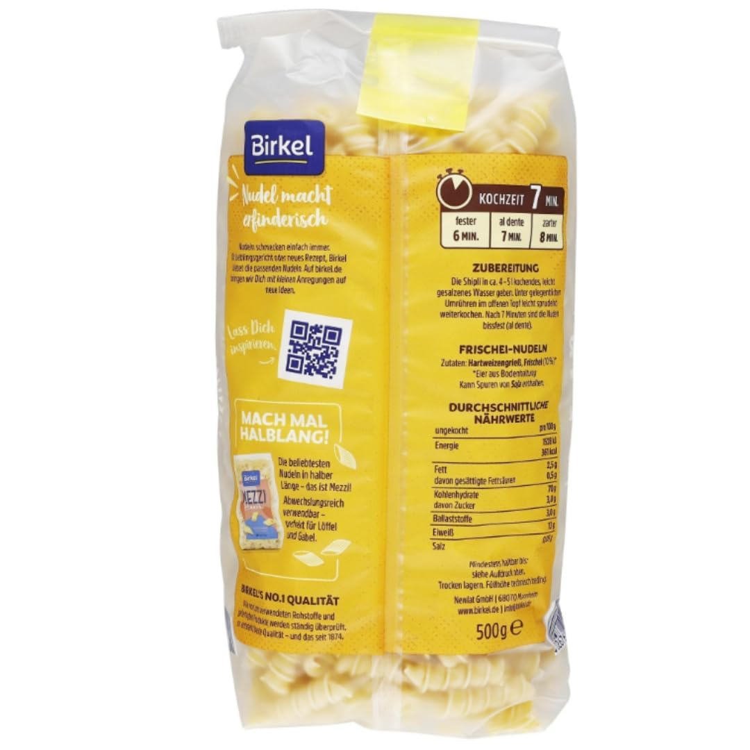 Mit Pufai Grocery, Birkel's No. 1 Shipli aus Hartweizen und Frischei Pasta Nudeln 500 gramm x 12 Stück