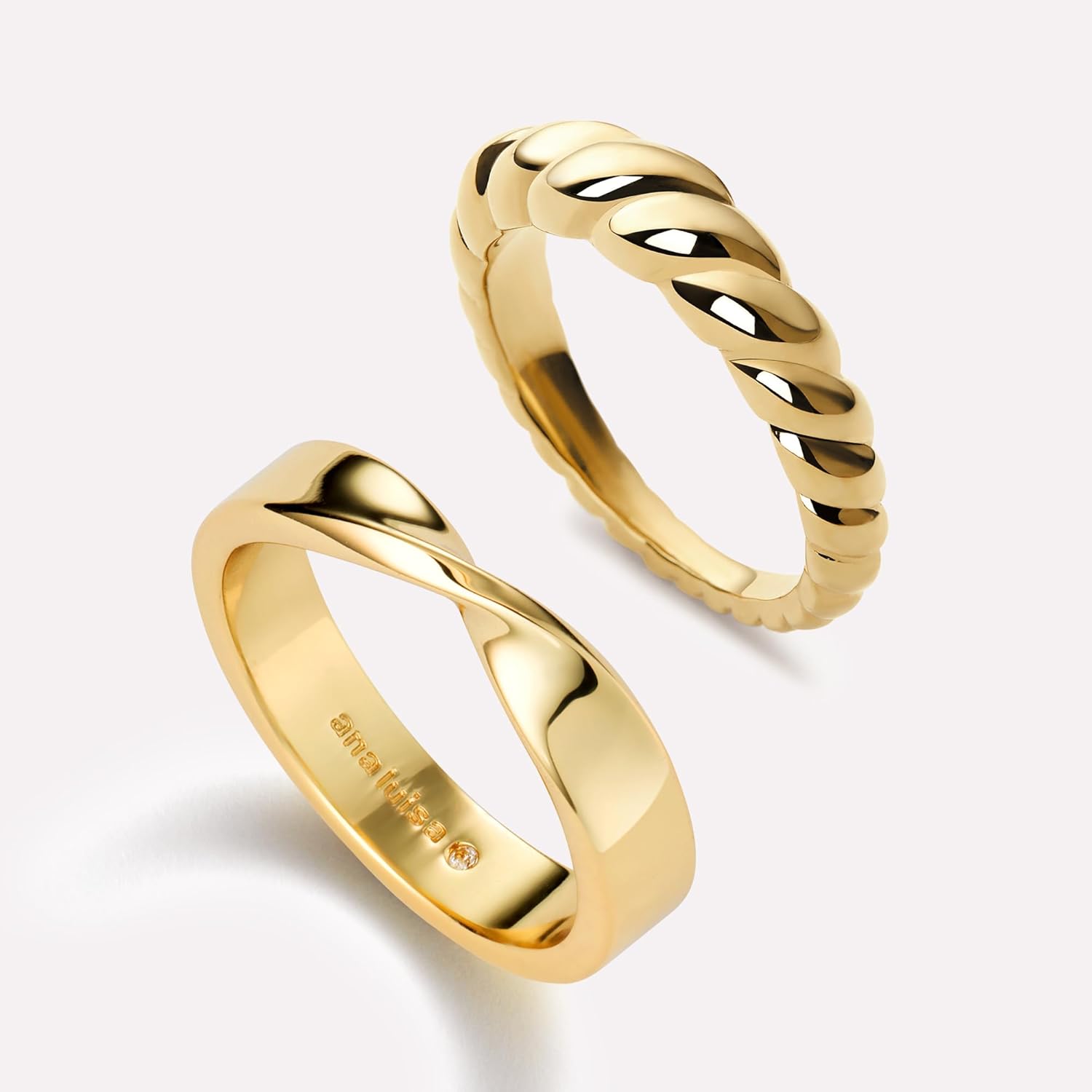 Ana Luisa Gold Rings for Women - 14K Gold Plated Rings for Women Non Tarnish - Trendy Stacking Ring for Everyday Wear - Twisted, Heart, Eternity Ring Double Styles - Hypoallergenic & Water-Resistant Jewelry - Image 6