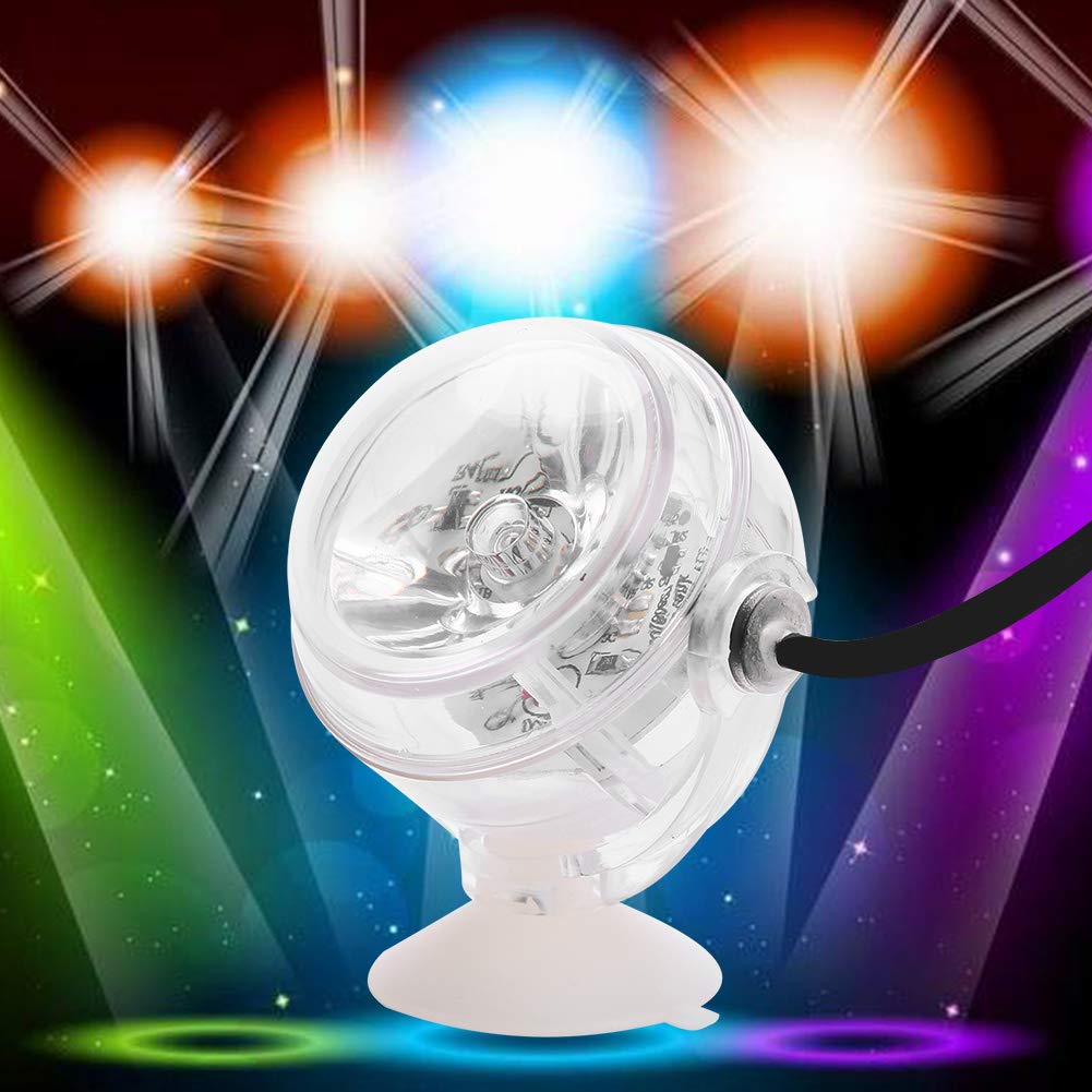 Luz de punto de pecera LED sumergible giratoria RGB, diseño de ventosa, luz LED de acuario multicolor de alto brillo, resistente al agua para decorar la iluminación