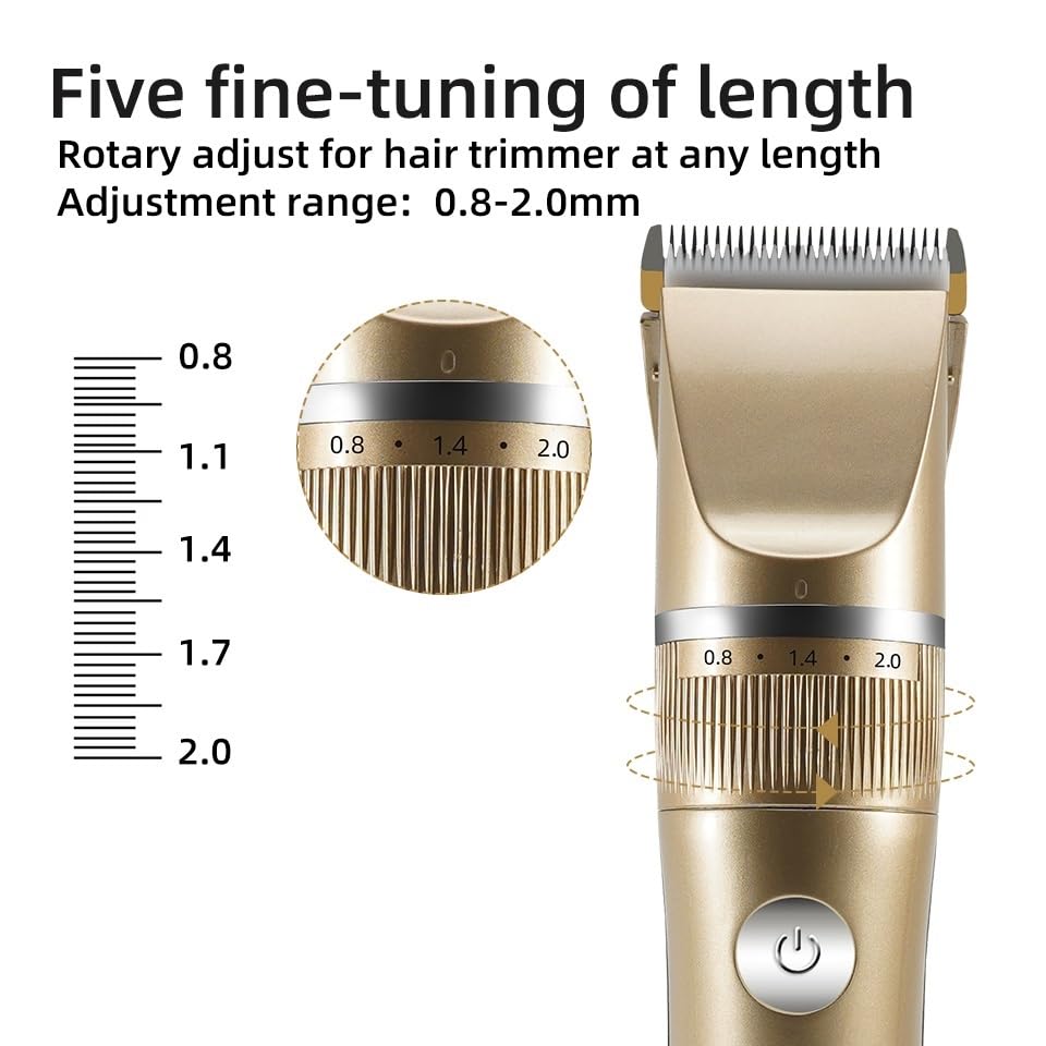 cortapelo, Recortador De Barba Profesional for Hombres, Cortapelos Digitales LED Velocidad Ajustable(Gold)