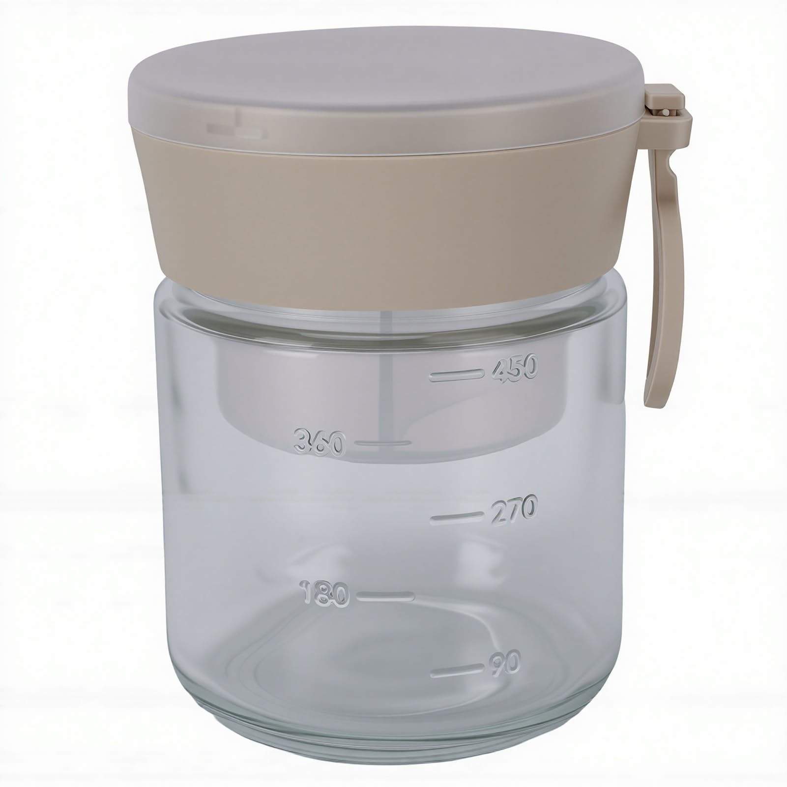 4er-Set Vorratsgläser mit Klapplöffeln und Unterteilten Kammern, Luftdichte Glasbehälter für Joghurt, Salat, Snacks und (16oz/480ml)
