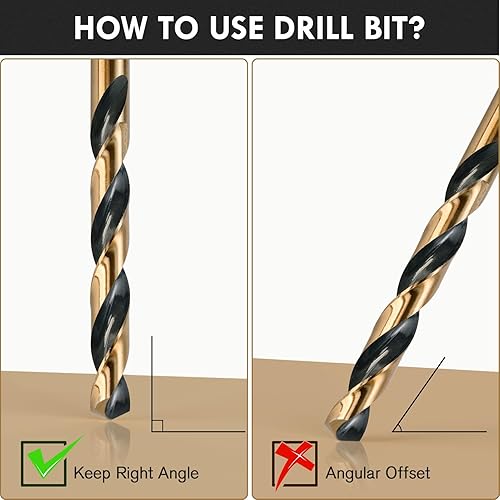 Miniatura 4 de Juego de 29 brocas M35 de acero de alta velocidad, acabado negro y dorado, para metal endurecido, hierro fundido, madera y plástico, con caja de