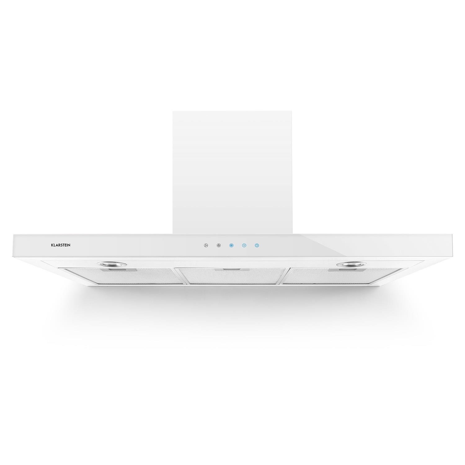 Klarstein Bon Vivant Blanc - Cappa Aspirante , 9 cm , Aspirazione 63.5m³/ h , Vetro Frontale , Controllo Touch , Timer Programmabile , 3 Livelli di Potenza Regolabile , Bianco