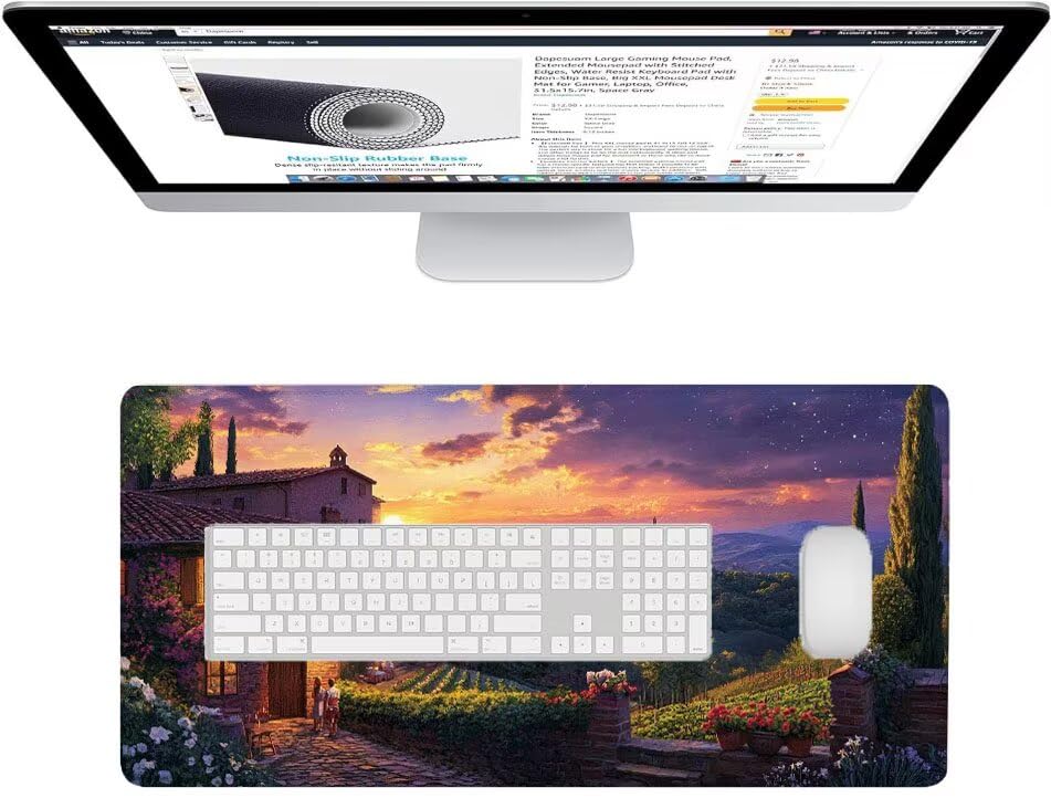 Tapete escritorio de bordes cosidos que evita que el mousepad se mueva 3