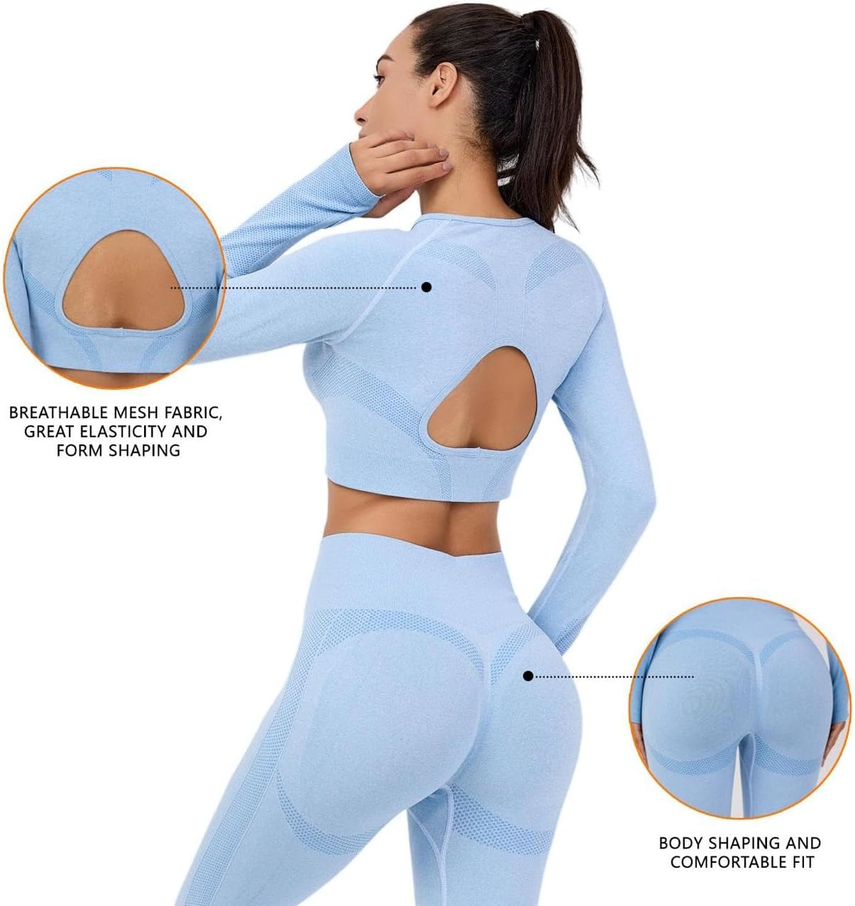 Women’s 2pcs Seamless Workout Set – High-Waisted Leggings & Crop Top for Yoga, Gym, Training & Fitness