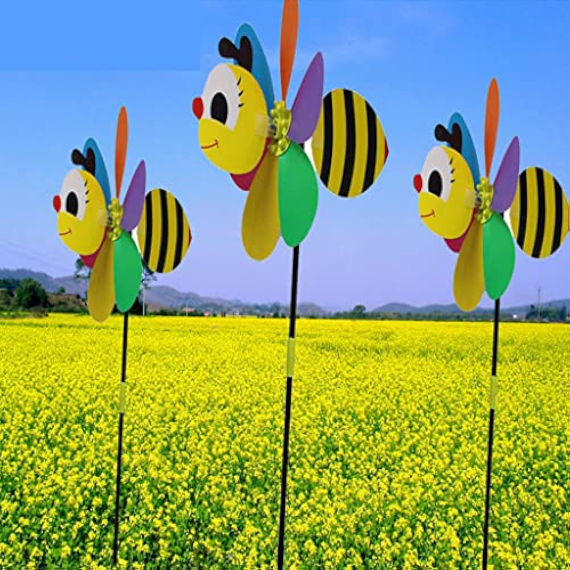 Rainbow Honeybee Shaped Windmill Garden Decoration