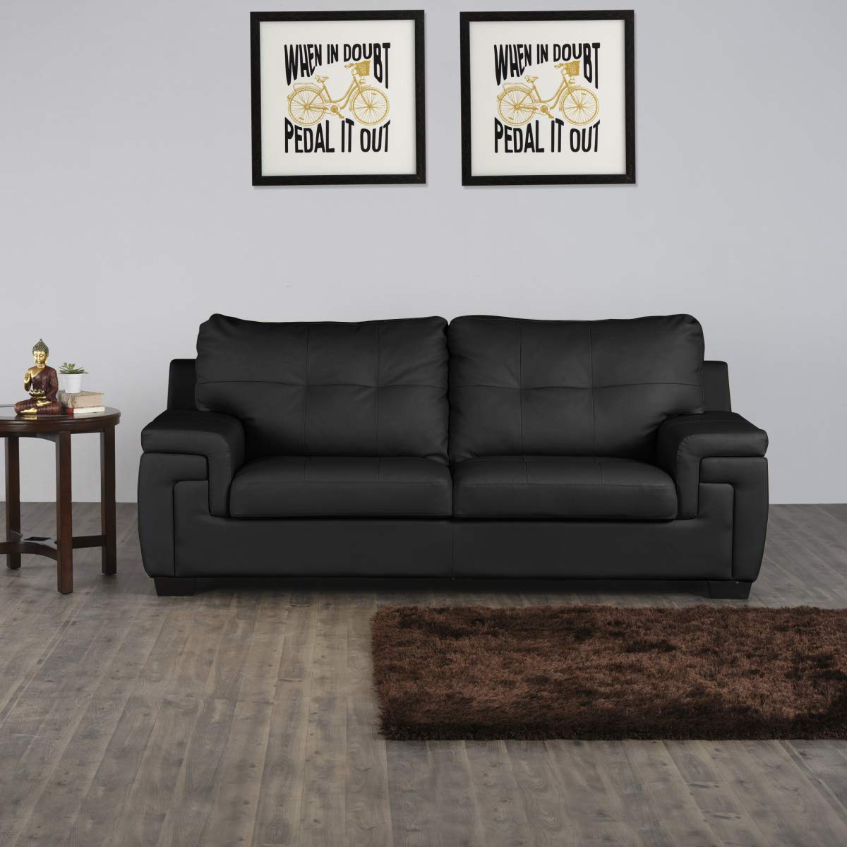 Home Centre Kassel 3-Seater Sofa - Black