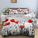 YRYBZWP Poppy Duvet Cover Queen Ultra Soft and Breathable Bedding Comforter Cover 90''x90'' with Zip