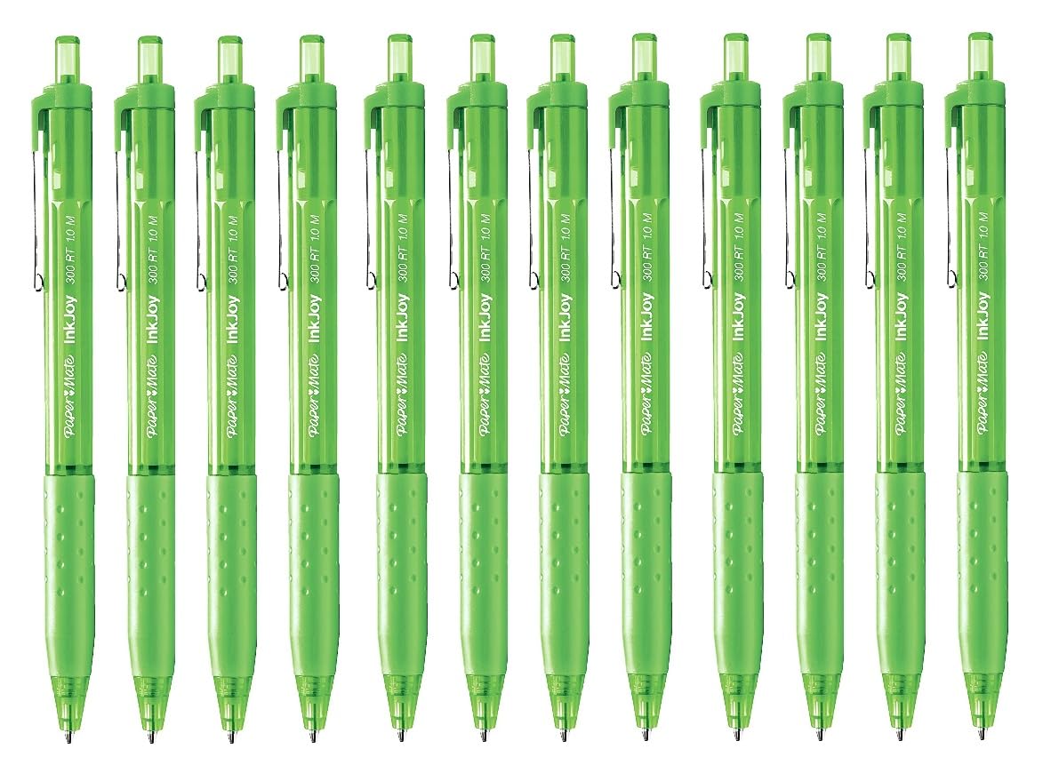 Paper Mate Inkjoy 300RT Medium Point 1.0mm Lime Green 12 Pack