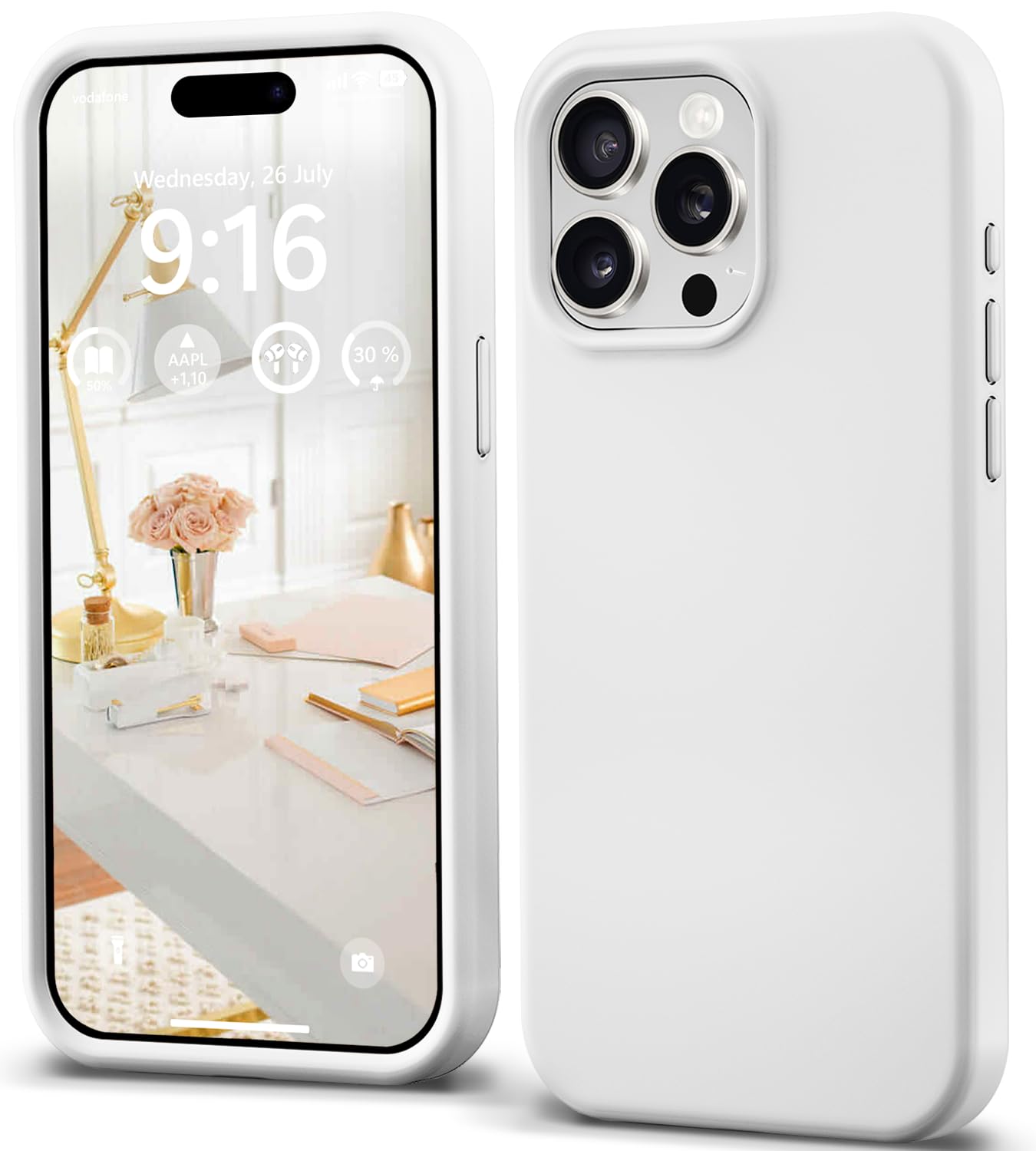 IceSword Compatible with iPhone 15 Pro Max Case, Liquid Silicone Slim Protective Cover, Soft Anti-Scratch Pure White Cute Men Women Cool Fun [Shockproof] 6.7 inch 15PM