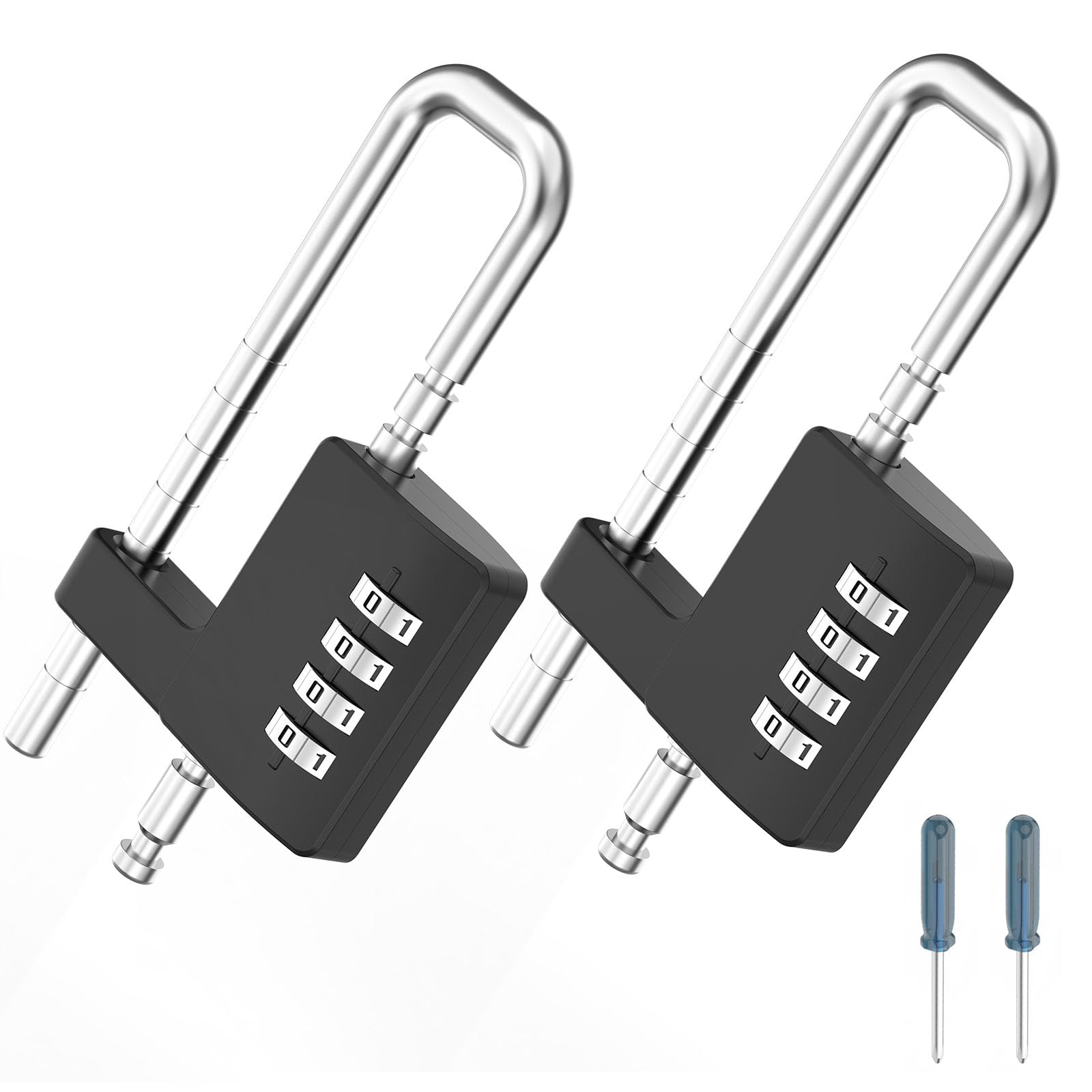 MeBantoo Cabinet Lock with Combination, Adjustable U-Shaped Combination Cabinet Lock Latches for Gym Locker, Closet, Fences, Luggage, Double Doors (