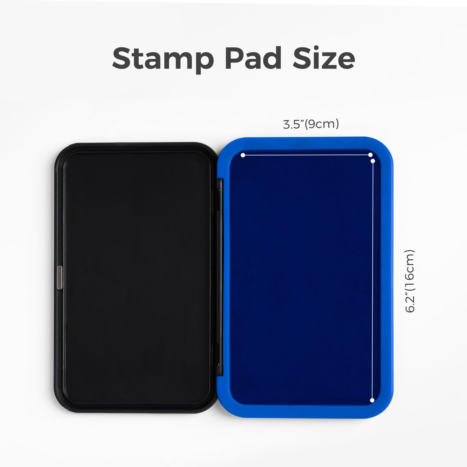NEO MARK Kit de almohadillas de sello azul grande (tinta de 1 onza incluida), innovador diseño de tapa magnética, almohadilla de fieltro de alta calidad para oficina y hogar, 3.50 x 6.25 pulgadas