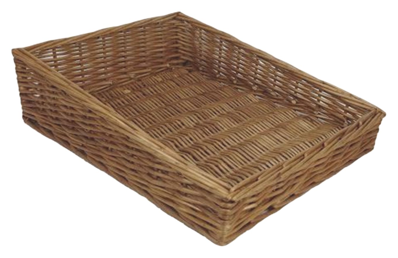 Red Hamper Wicker Flat Display Tray Brown