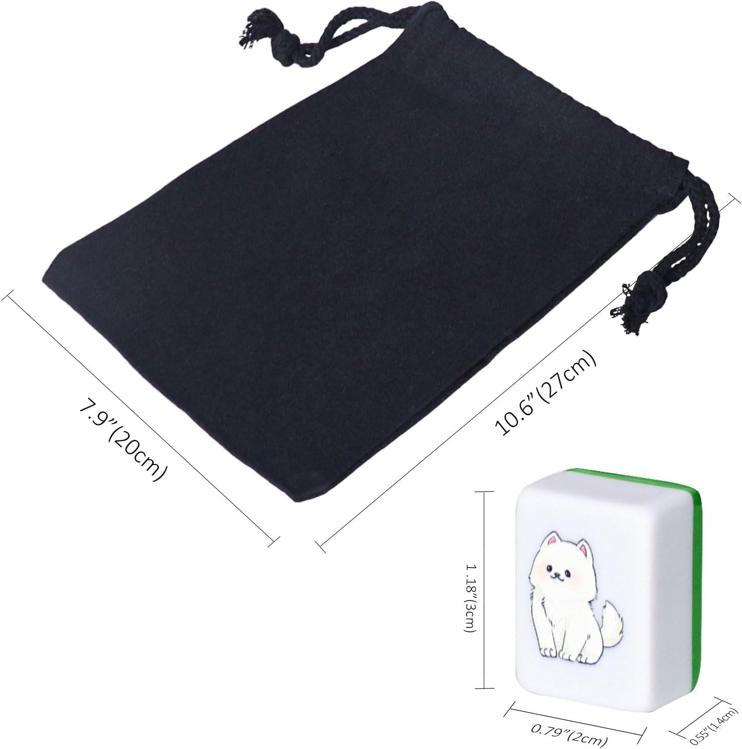 GRACIAS 4 Players Mahjong Block Set, 128 Green Tiles(1.18”) with Animal and Food Pattern, Portable Mahjong Set with A Carry Bag, Mahjong Tile Game