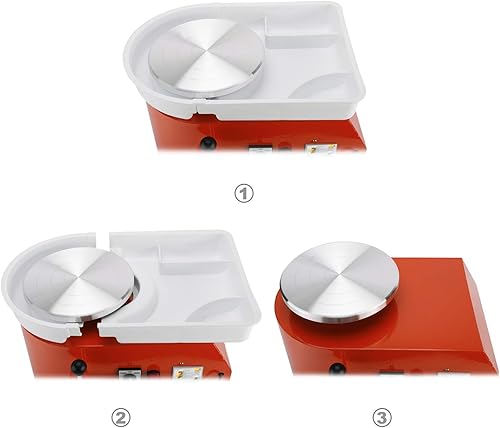 Miniatura 3 de YaeKoo Máquina eléctrica de rueda de cerámica de 9.8 in y 350 W, máquina formadora de trabajo de cerámica con palanca ajustable, pedal de pie