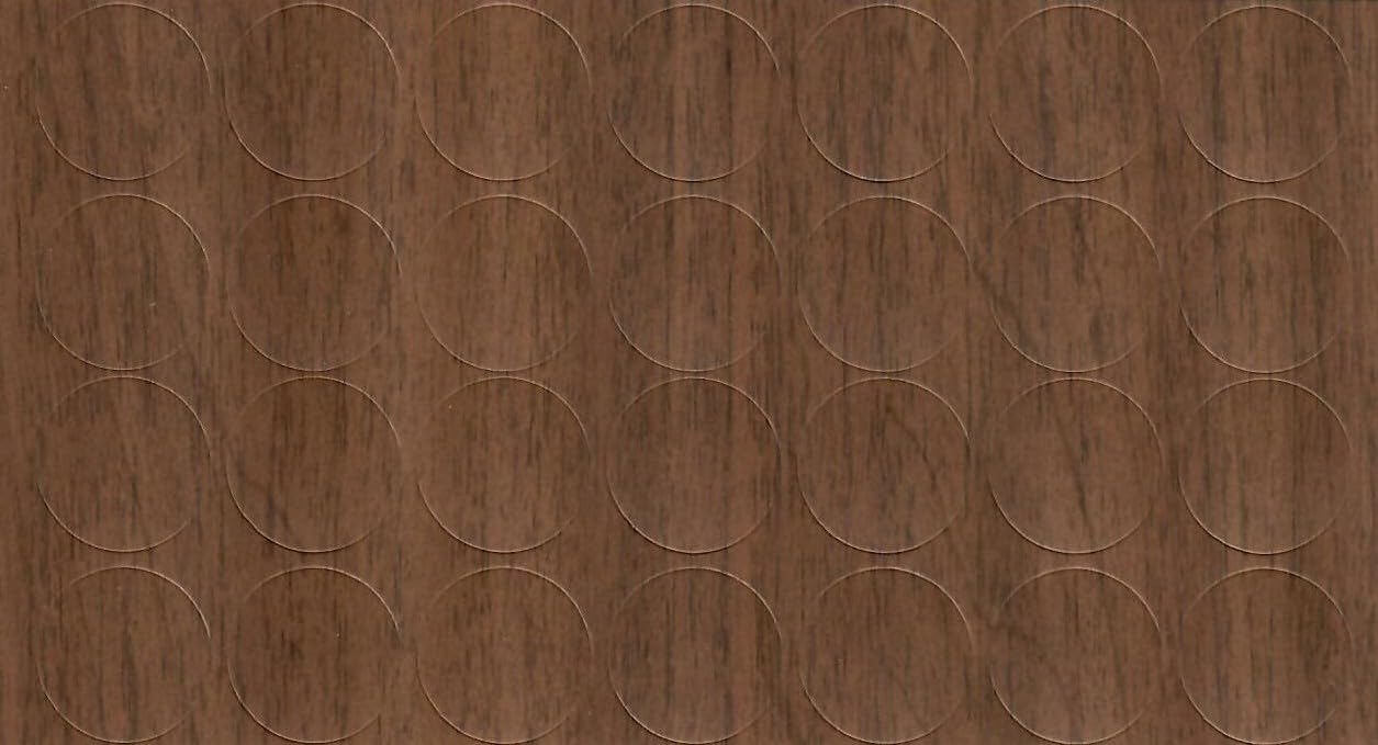 Ancient Walnut 20mm Self-Adhesive Furniture Screw Hole Cover Caps 28 Pcs, Acrylic, Durable, Thin, Perfect for Shelves, Camlock, Confirmates, Egger Compatible
