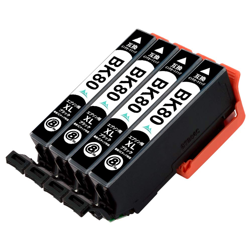 Amazon.co.jp: EPSON ICBK80L ×4 増量タイプ【 ブラック 4本セット】IC