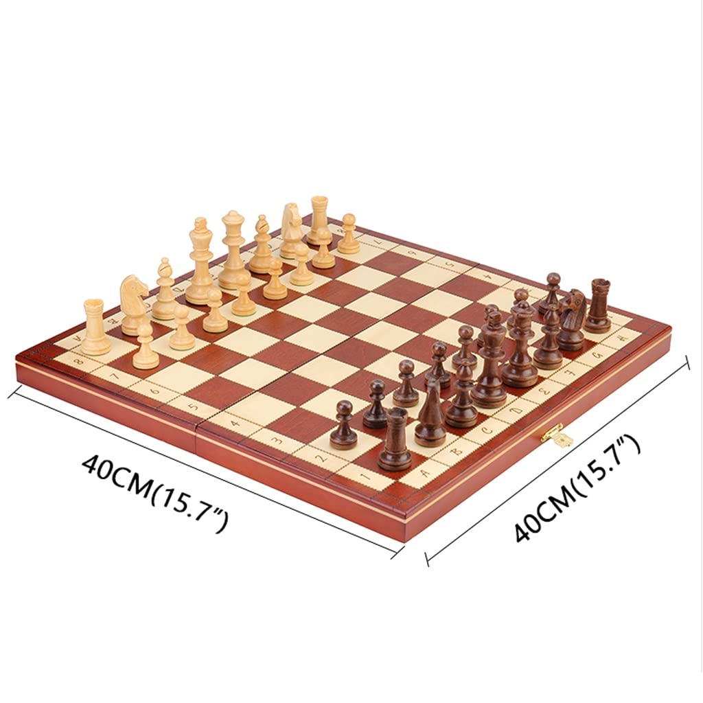 ZAW Schach Magnetische Schach Set Hochwertiges, hölzernes Schachbrett mit faltender Metallschloss Aufbewahrungsbox, Familienklassiker Schachspiel Geschenk Chess (Color : Weighted Pieces)