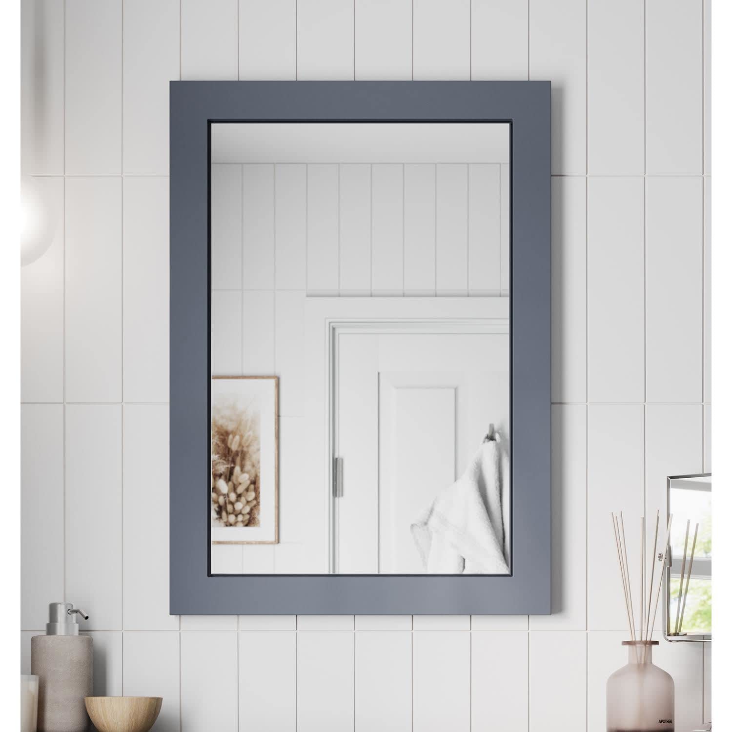 Artis Grey Artis® 500 X 700Mm Bathroom Mirror Gloss Wood Framed Vanity Mirrors Wall Mounted Mirrored, Rectangular