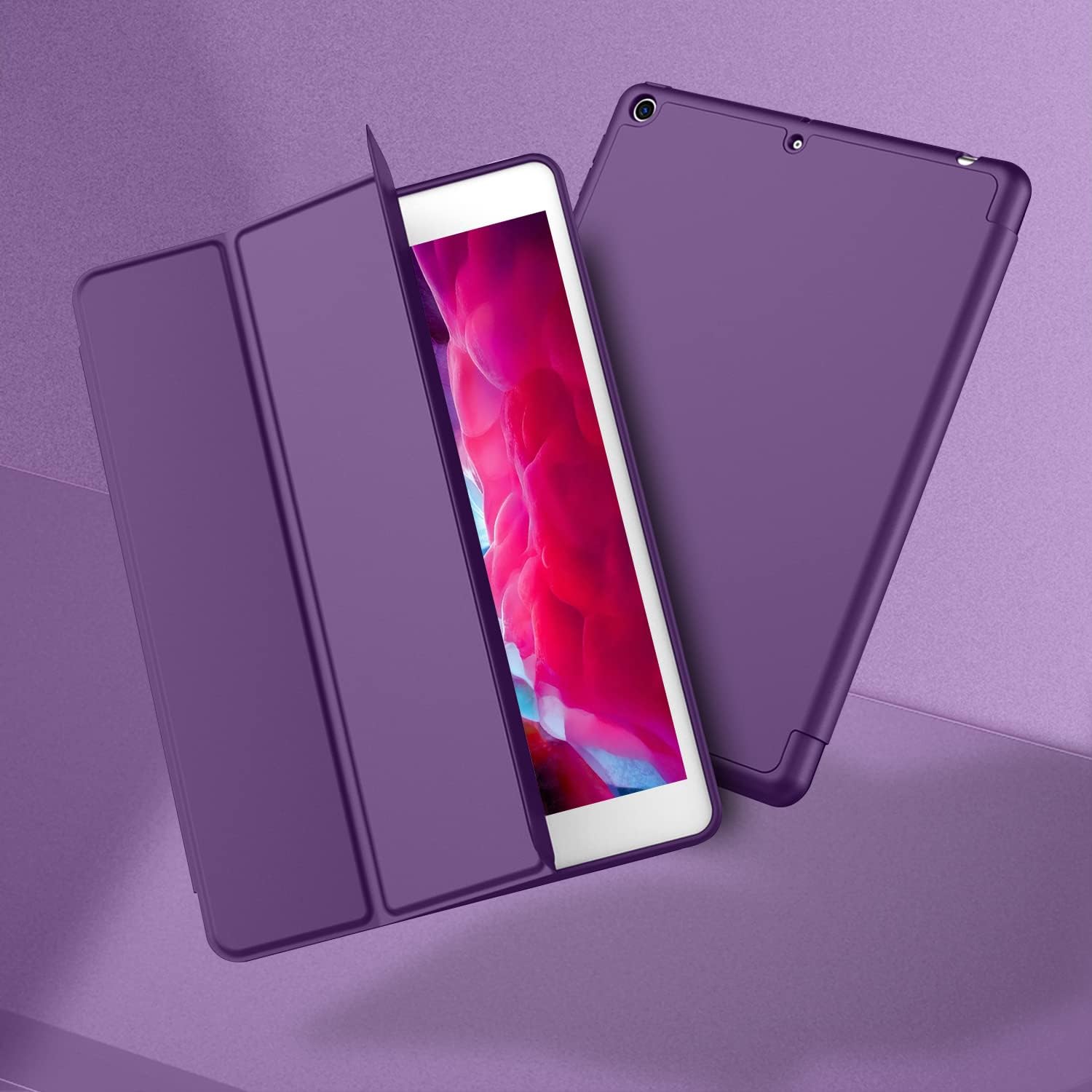 iMieet iPad 9.7 Case (2018/2017 Model, 6th/5th Generation), Smart Cover with Pencil Holder and Soft Baby Skin Silicone Back and Full Body Protection, Auto Wake/Sleep Cover (Dark Purple)