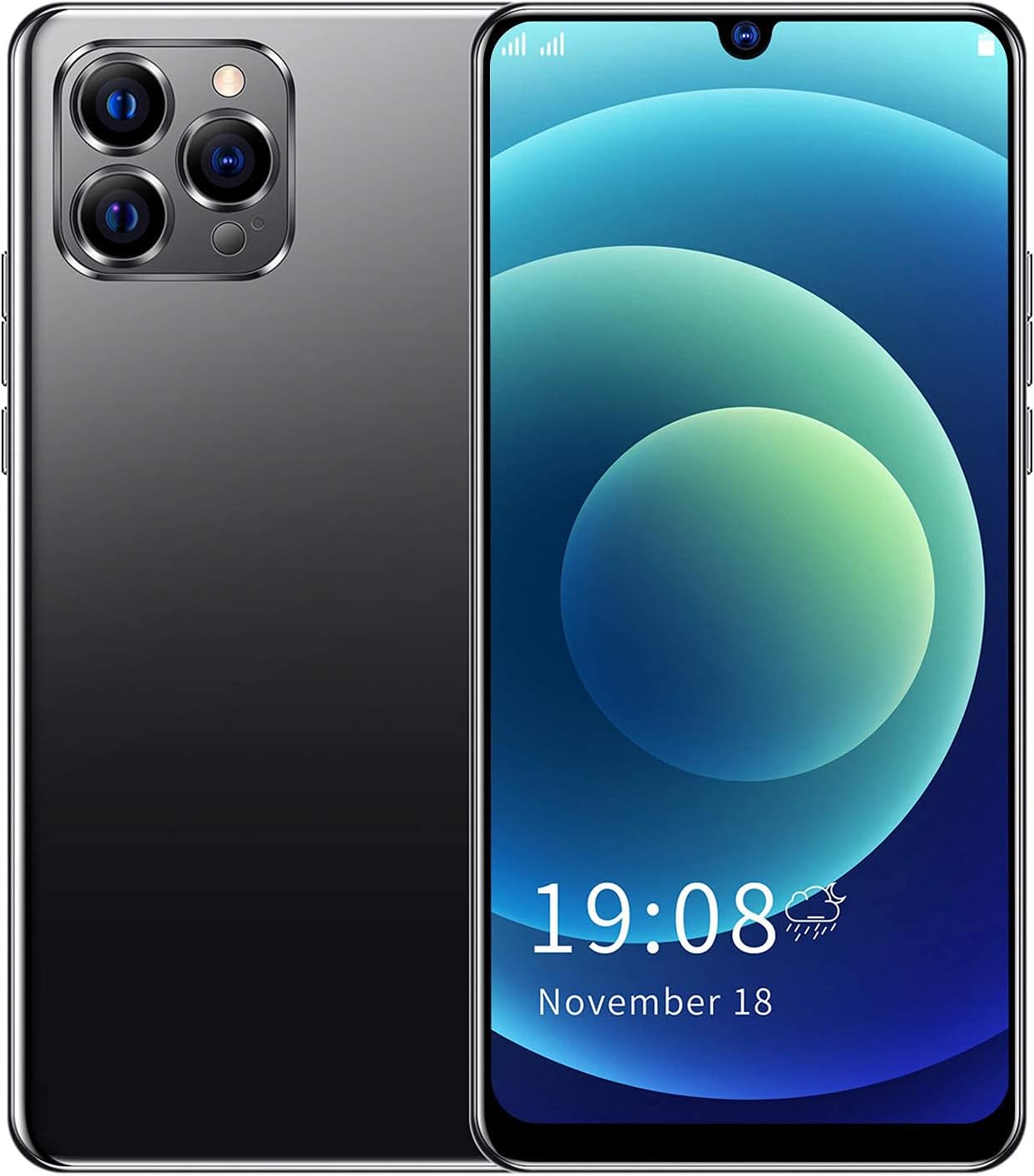 WESE IP12 PRO+ Unlocked Android Smartphone: 6.26in Display, Face Recognition, Dual SIM, Dual Standby (Black)