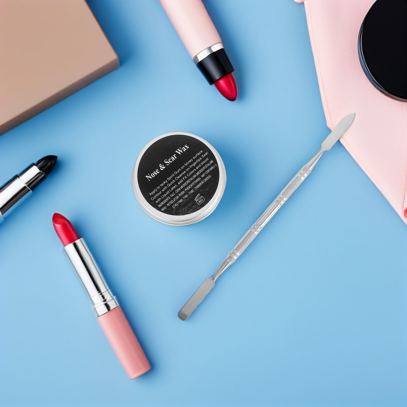 Healeved 5 Piezas Kit de Maquillaje de Halloween con Cera para Cicatrices Falsas y Espátula, Adecuado para Fiestas Temáticas y Efectos Obsequios Profesionales Color Aleatorio