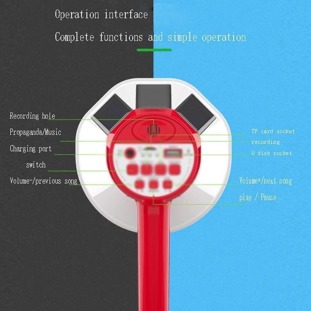 Megaphone USB Solar Handheld Megaphone Portable Adjustable Volume Control Megaphone Safety Drill Megaphone Speaker Clear Voice
