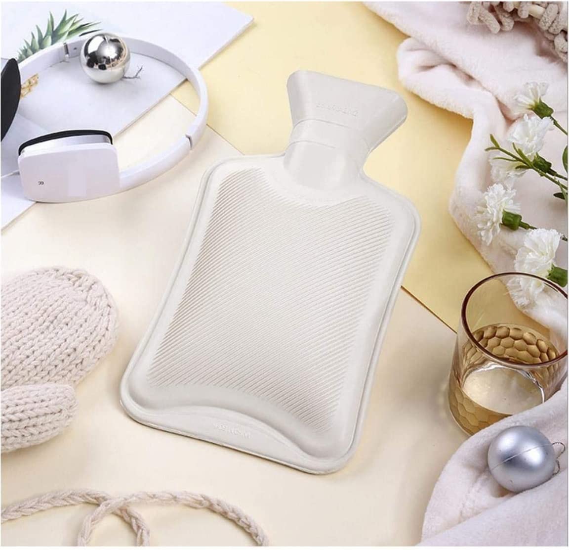 Bolsa Agua Caliente Bolsa De Agua Caliente con Funda Punto Papá Noel Botella Extraíble Térmica(Rot,2000 ml)