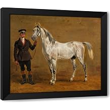 ArtDirect Schimmel mit Rittmeister 1840 Custom Framed Art Print Giclee Print or Canvas Options with Various Sizes and Customization by Friedrich Voltz