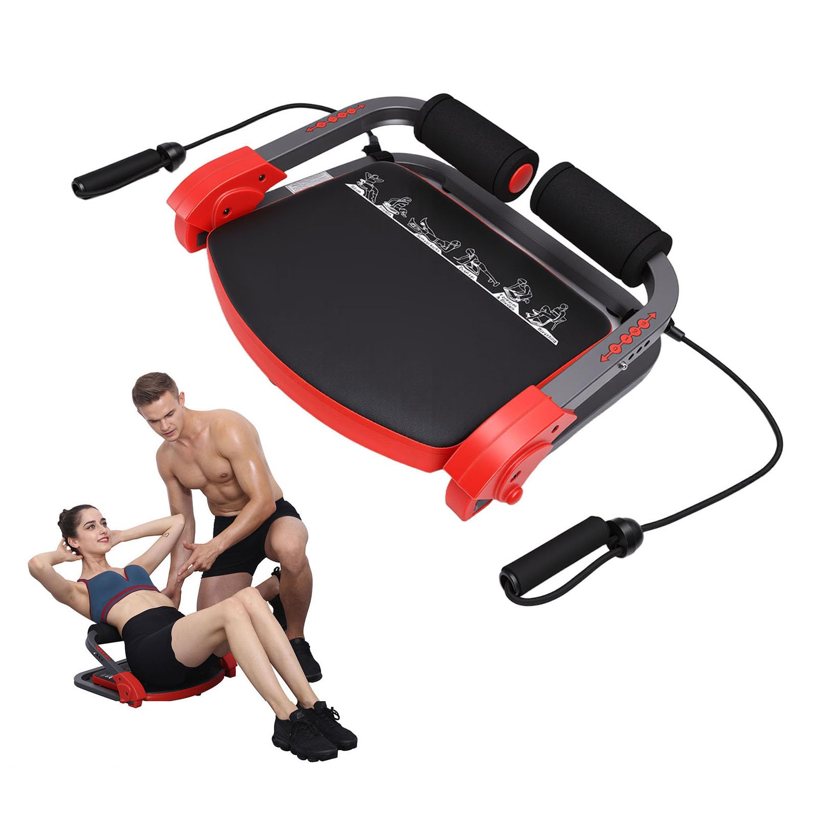 Alomejor Maszyna do ćwiczeń Mięśni Brzucha, Stal z Opaskami Fitness, Regulowany Przyrząd do ćwiczenia Mięśni Brzucha Domowej Siłowni, Podstawowy Sprzęt Treningowy Idealnego Programu ćwiczeń