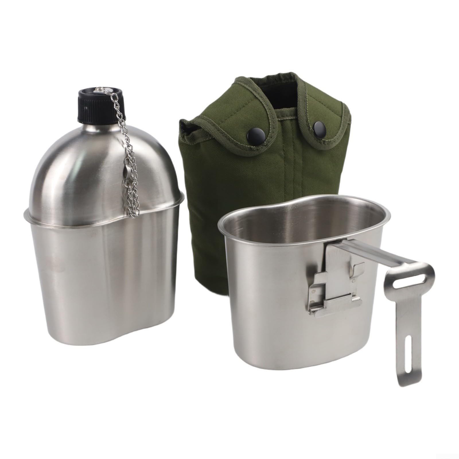 1 ensemble d'ustensiles de cuisine de camping en acier inoxydable avec sac en nylon pour faire bouillir l'eau, le thé, la cuisine, les aliments en plein air, randonnée, pique-nique