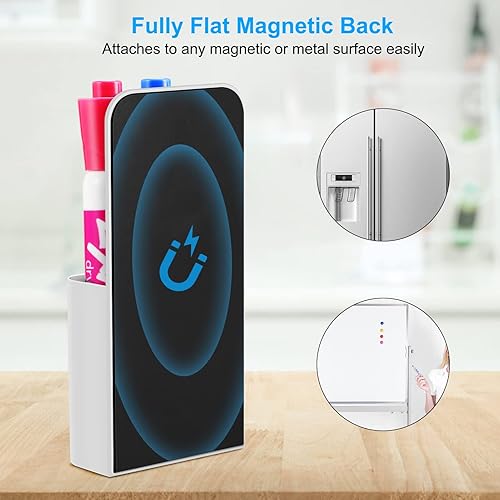 Miniatura 2 de CaseBot Soporte magnético para rotulador, soporte para bolígrafo para pizarra blanca o refrigerador, organizador de almacenamiento de vasos