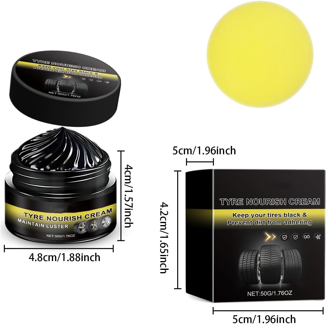 3PCS Premium Tire Coating & Trim Restorer, Car Tire Shine with Sponge Bring Back the Original Deep Black Shine to Rubber and Plastic Long-Lasting Ceramic Coating & UV Protection, Nourish Renewal