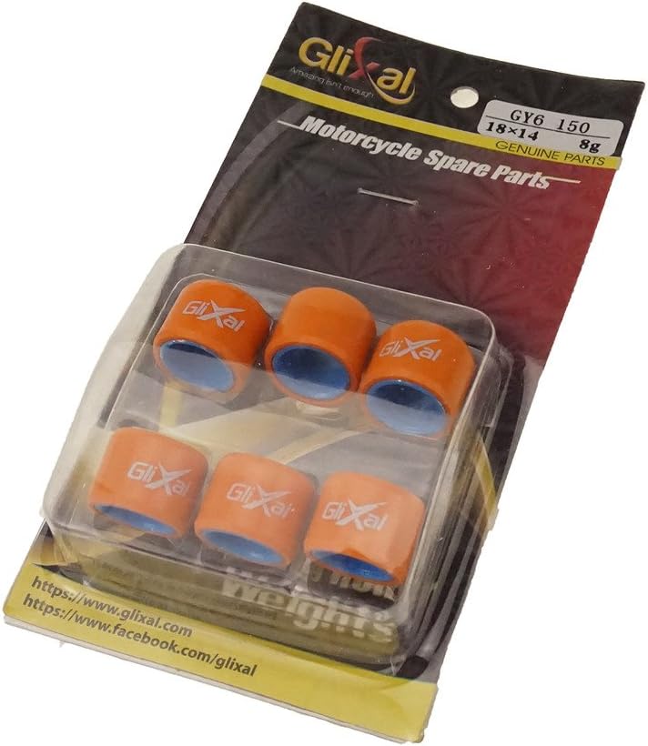 ATKS-04016 18x14mm High Performance Racing Variator Roller Weights Set 152QMI 157QMJ GY6 125cc 150cc Scooter Moped ATV Go-Kart (8 gram)