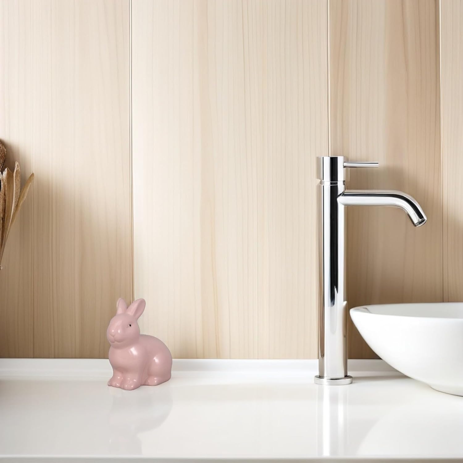 Didiseaon Ceramic Toilet Bolt Caps Pink Rabbit Shaped Floor Caps with Easy Installation and Moisture Barrier for Bathroom Toilet Bolt Covers Decorative and Cute Animal Design