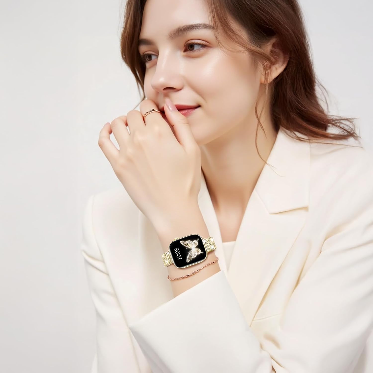 Leather Strap Compatible with Apple Watch Bands Luxurious Slim Fashion Strap Premium Stainless Steel Connectors Designed for Women iWatch Series 11/10/9/8/7/6/5/4/SE (38/40/41/42/44/45/46mm) - Image 4