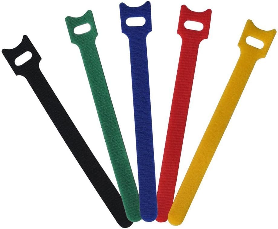 TANKING 50Pcs Reusable Hook and Loop Fastening Cable Ties with Microfiber Cloth-6" x 1/2" (5 Color)