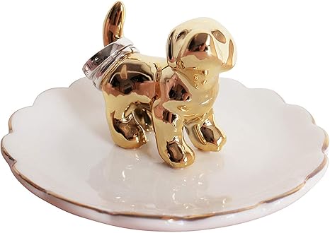 Amazon 犬 置物 金色 アクセサリートレイ ジュエリー収納 指輪ホルダー 収納 小物入れ 可愛い 動物 おしゃれ インテリア イヤリング ピアス ネックレス ブレスレット 指輪 腕時計 ホルダー トレイ型 ジュエリー収納 オンライン通販