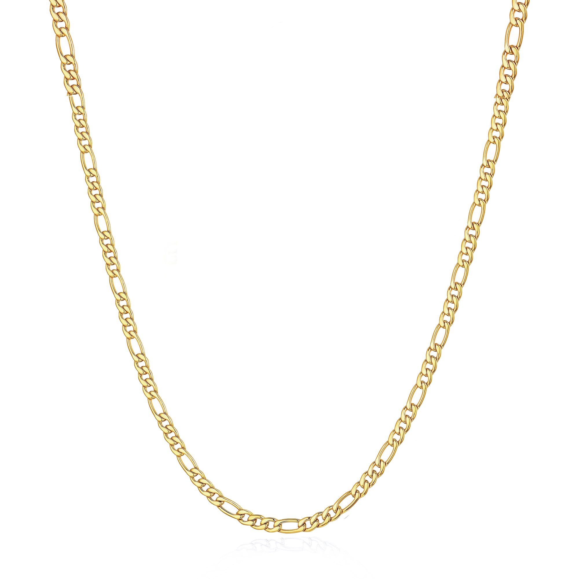 Esrael 3/5 mm Echtes Silber/14K Echtes Gold Plattierte Kubanische Kette für Männer und Jungen, Edelstahlkette Robuste lichtechte Halskette Schmuck Geschenke für ihn 16/18/20/22/24 Zoll