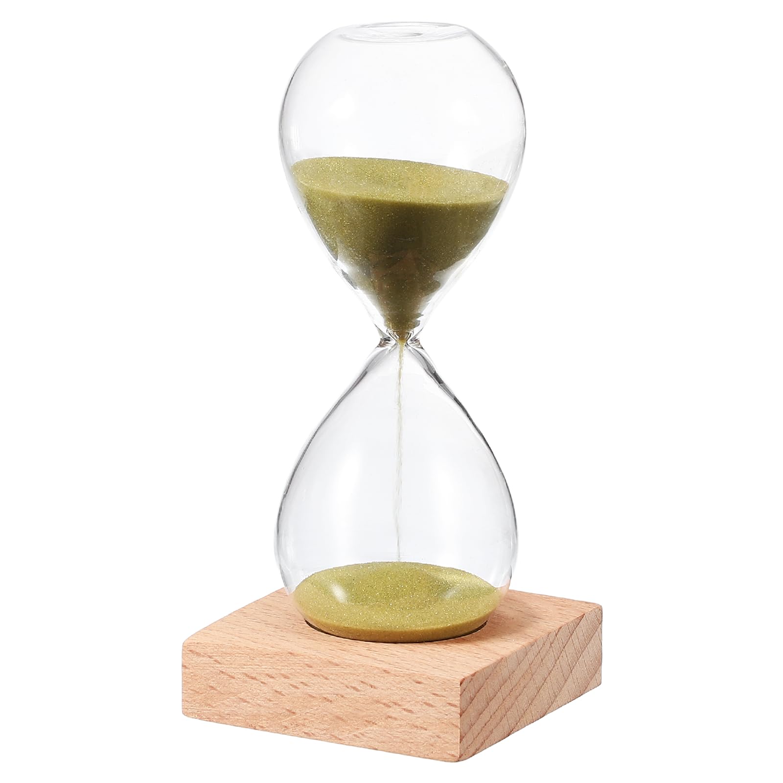 PATIKIL 5 Minutes Sand Timer, Sand Watch with Wood Base Hour Glass Sandglass Timer Clock for Living Room Home Office Restaurant Decoration, Gold