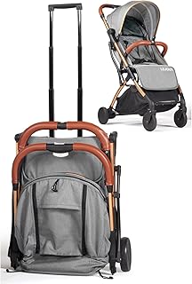 Lejoux™ Baby Pushchair Stroller– Lightweight Foldable Travel Buggy with 5-Point Harness, Adjustable Seat Back and Oversize Basket Folds with 1 Hand – Smooth Swivel Wheels Rain Cover (Grey)