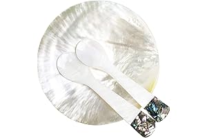 DUEBEL MOP Caviar Serving Set: Plate And 2 Mother of Pearl Caviar Spoons