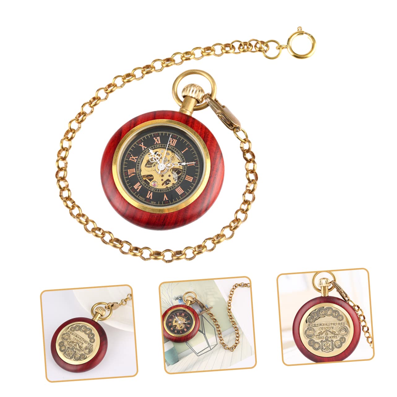 Healvian Reloj de Bolsillo Antiguo de Diseño Retro con Numeración Romana Reloj Colgante Accesorio Práctico para